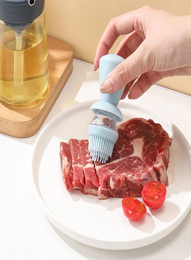 TASKHOUSE Oil Dispenser with Brush 2 in 1 Olive Oil & Vinegar Bottle Drizzler, Refillable Glass - 550ML (Blue, Pack of 1) - Image 5